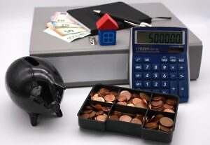 Geld, Sparschein, Taschenrechner